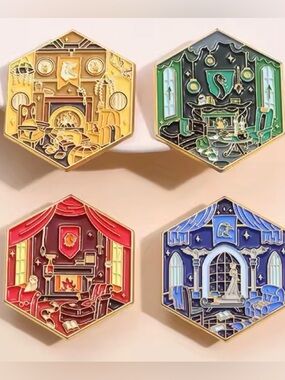 Hogwarts Houses Enamel Pins - Gryffindor, Slytherin, Hufflepuff, & Ravenclaw